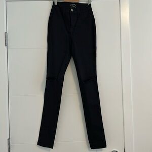 Fashion Nova High Waisted Distressed Black Jegging